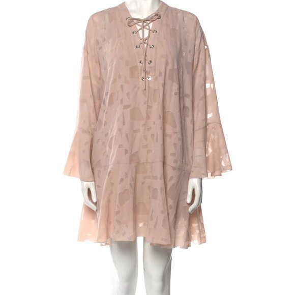 NWOT IRO Ralene chic, bohemian boho lace-up mini dress nude pink, 4 36 small - Picture 3 of 4